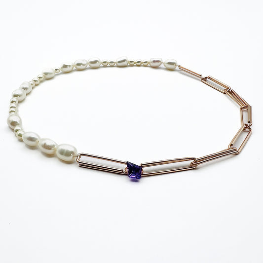 KITE AMETHYST AND PEARLS NECKLACE